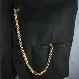 K24 gold plate pull ring type Albert chain Kihei link