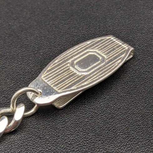 Cadena Albert de plata de ley chapada, tipo clip, eslabones barbados