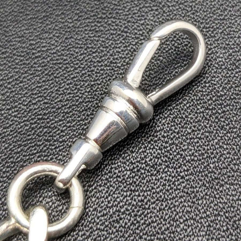 Cadena Albert de plata de ley chapada, tipo clip, eslabones barbados