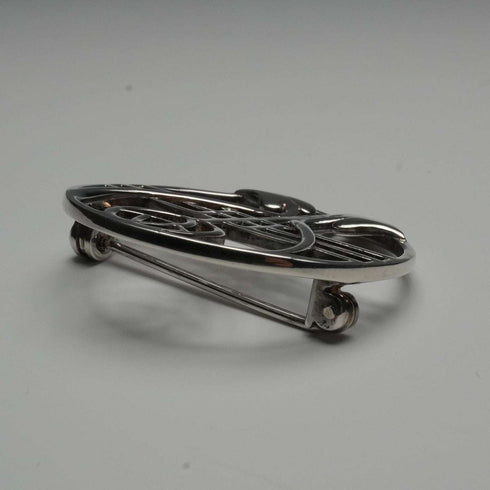 Vintage Sterling Silver Mackintosh Rose Art Nouveau Round Brooch