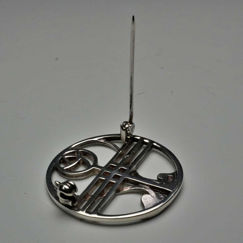 Vintage Sterling Silver Mackintosh Rose Art Nouveau Round Brooch
