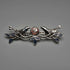 Broche vintage de plata de ley con esmalte, rosa de Mackintosh y pareja de pájaros