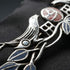 Broche vintage de plata de ley con esmalte, rosa de Mackintosh y pareja de pájaros
