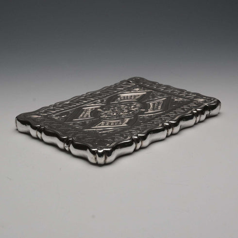 Estuche para tarjetas de plata esterlina, antiguo, británico, 1873, 56 g, GEORGE UNITE