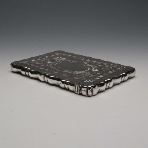 Estuche para tarjetas de plata esterlina, antiguo, británico, 1873, 56 g, GEORGE UNITE