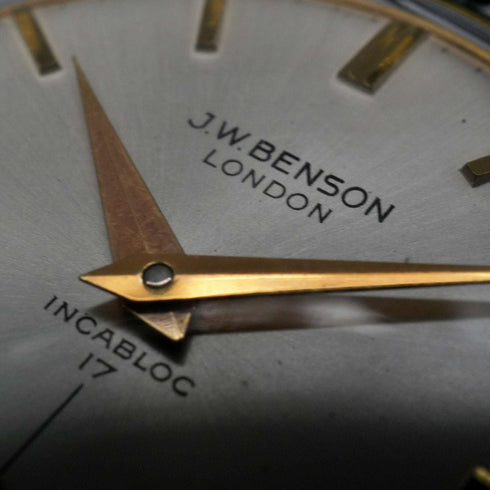Reloj de pulsera mecánico vintage británico J.W. Benson para caballero, caja de aleación, 17 rubíes, en buen estado de funcionamiento