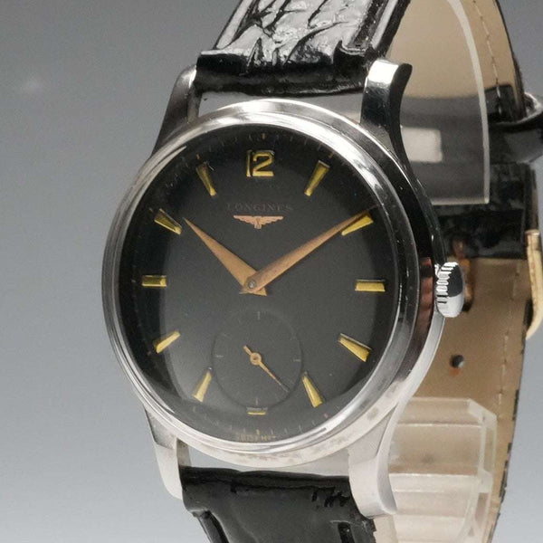 1958年頃 ロンジン 紳士用 機械式腕時計 Ref7137.1 Cal12.68Z ブラックダイヤル 動作良好