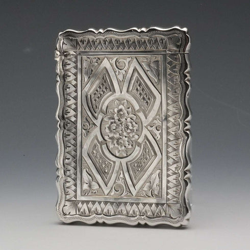 Estuche para tarjetas de plata esterlina, antiguo, británico, 1873, 56 g, GEORGE UNITE