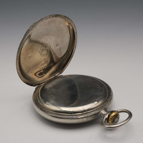 Circa 1916 Antique Longines Pocket Watch, Slim Silver-Plated Case, Good Working Order