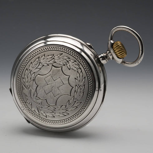 스위스 앤티크 골리앗 회중시계, 직경 63mm, 800 실버 케이스, 작동 양호