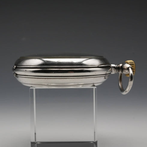 스위스 앤티크 골리앗 회중시계, 직경 63mm, 800 실버 케이스, 작동 양호