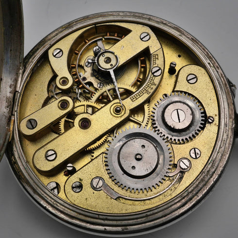 스위스 앤티크 골리앗 회중시계, 직경 63mm, 800 실버 케이스, 작동 양호