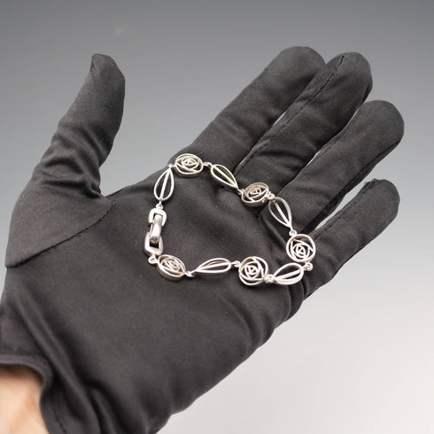 British Vintage Glasgow Rose Sterling Silver Bracelet 12g
