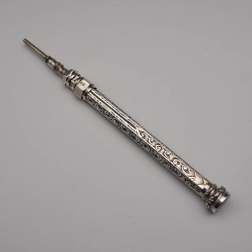 古董銀製紫水晶裝飾推進式鉛筆 89-118mm