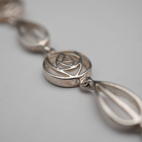 British Vintage Glasgow Rose Sterling Silver Bracelet 12g