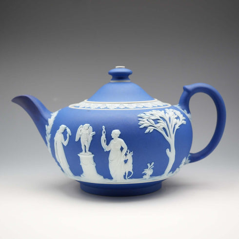 英國古董 Wedgwood 茶壺 Jasperware Wedgwood 藍