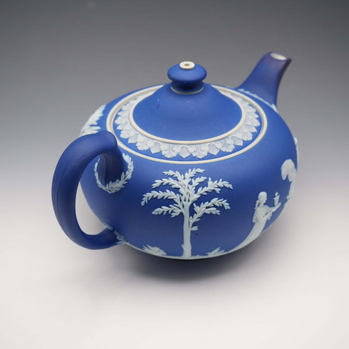 英國古董 Wedgwood 茶壺 Jasperware Wedgwood 藍