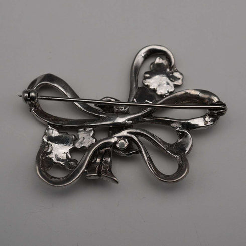 Broche vintage de plata de ley y marcasitas con diseño de lazo, 10.5 g