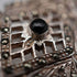 Broche vintage grande de plata de ley con ónix negro y marcasitas, 12.1 g