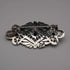 Broche vintage grande de plata de ley con ónix negro y marcasitas, 12.1 g