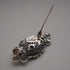 Broche vintage grande de plata de ley con ónix negro y marcasitas, 12.1 g