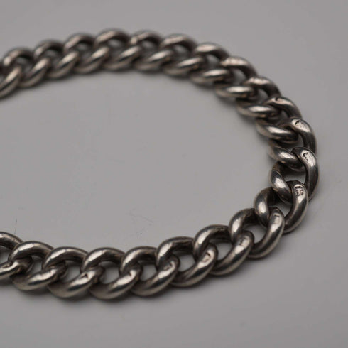 Cadena Albert de plata esterlina antigua británica, c. 1919, 40 g, sin sello (fob)