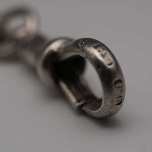 Cadena Albert de plata esterlina antigua británica, c. 1919, 40 g, sin sello (fob)