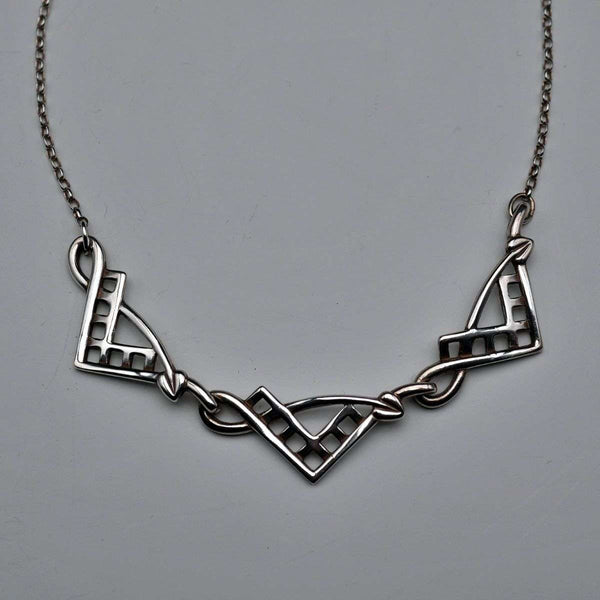 UK Vintage Sterling Silver Rennie Mackintosh Triple Drop Necklace 42cm 8g