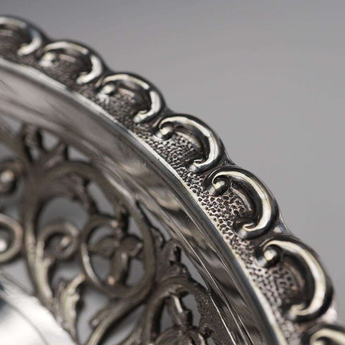 Pair of Antique English Silver Plate Pierced Round Dishes by Mappin Brothers