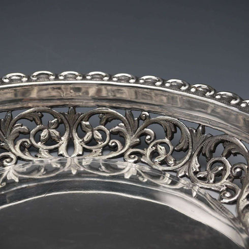 Pair of Antique English Silver Plate Pierced Round Dishes by Mappin Brothers