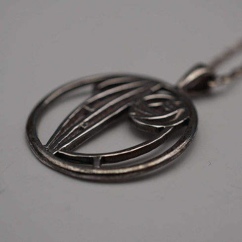 British Vintage Sterling Silver Mackintosh Rose Pendant with Sterling Silver Chain