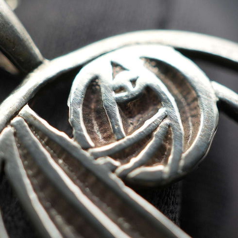 British Vintage Sterling Silver Mackintosh Rose Pendant with Sterling Silver Chain