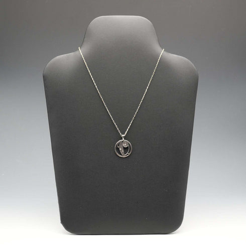 British Vintage Sterling Silver Mackintosh Rose Pendant with Sterling Silver Chain