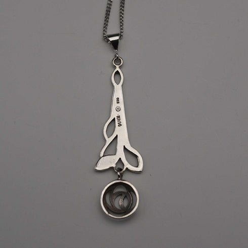 Colgante vintage británico de plata de ley con diseño de rosa de Glasgow, incluye cadena de plata de ley