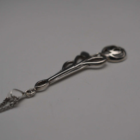 Colgante vintage británico de plata de ley con diseño de rosa de Glasgow, incluye cadena de plata de ley