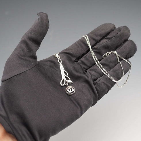 Colgante vintage británico de plata de ley con diseño de rosa de Glasgow, incluye cadena de plata de ley