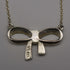 Vintage Sterling Silver & Marcasite Ribbon Design Pendant Necklace