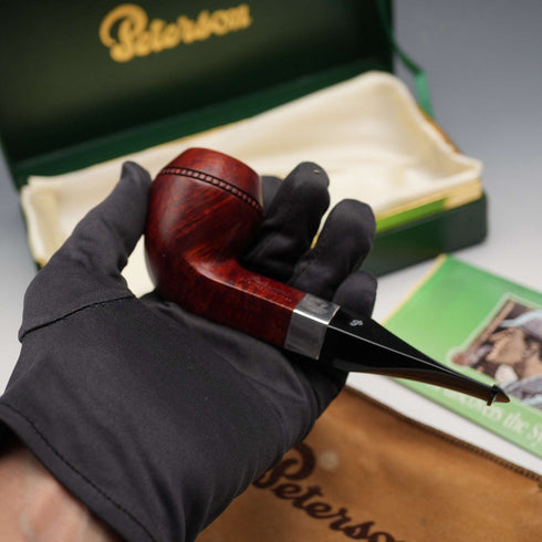 愛爾蘭 Peterson's 福爾摩斯「原版」鬥牛犬造型菸斗 純銀裝飾 全套 極新品