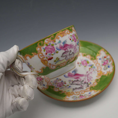 英国アンティーク ミントン グリーンコカトリス カップ&ソーサー