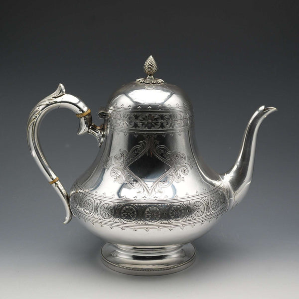 1880年頃 英国アンティーク シルバープレート製 ティーポット メーカー不明