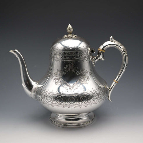 Tetera de plata chapada, antigüedad inglesa de alrededor de 1880, fabricante desconocido