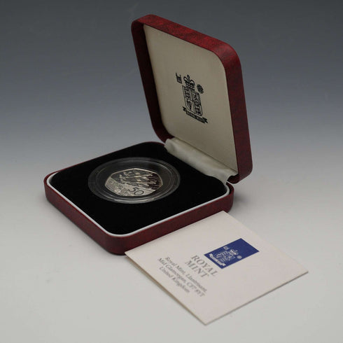 UK 50 Pence Commemorative Silver Coin World War II D-Day 50th Anniversary Royal Mint with Case and Certificate