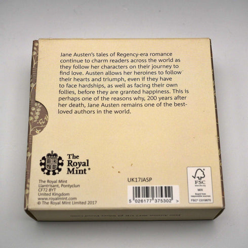 英国 2ポンド記念銀貨 ジェーン・オースティンの没後200周年 RoyalMint ケース・説明書付