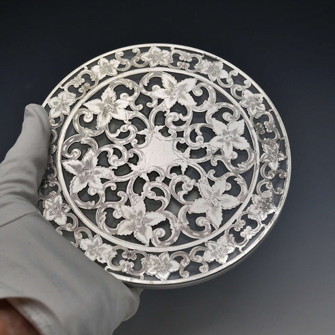 US Vintage Silver Overlay 6-inch Trivet Webster