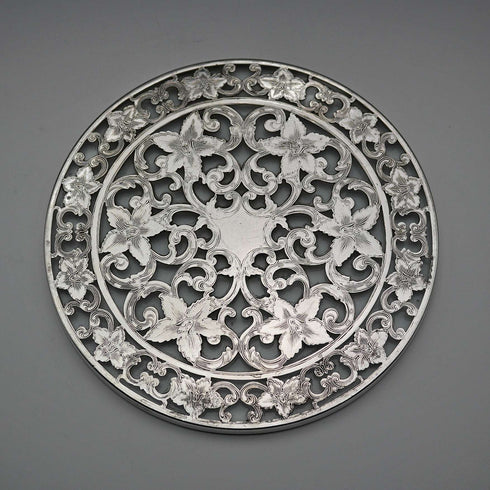 US Vintage Silver Overlay 6-inch Trivet Webster