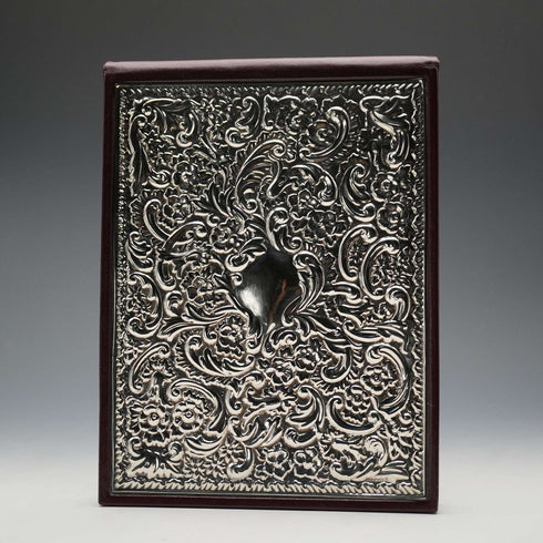 Whitehill Silver Unused British Vintage Sterling Silver Mounted Leather-Bound Address Book