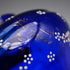 Jarrón de cristal azul de estilo victoriano vintage británico con decoración de esmalte