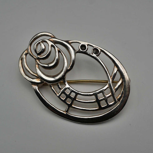 British Vintage Sterling Silver Rennie Mackintosh Style Rose Brooch Kit Heath