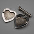 English Vintage Sterling Silver Heart Locket with Scroll Engraving and Dangle Bar Brooch