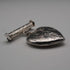 English Vintage Sterling Silver Heart Locket with Scroll Engraving and Dangle Bar Brooch